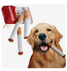 Funny Creative Cigarette Dog Chew Toy with Squeaking Sound & Hiding Pipe Bag